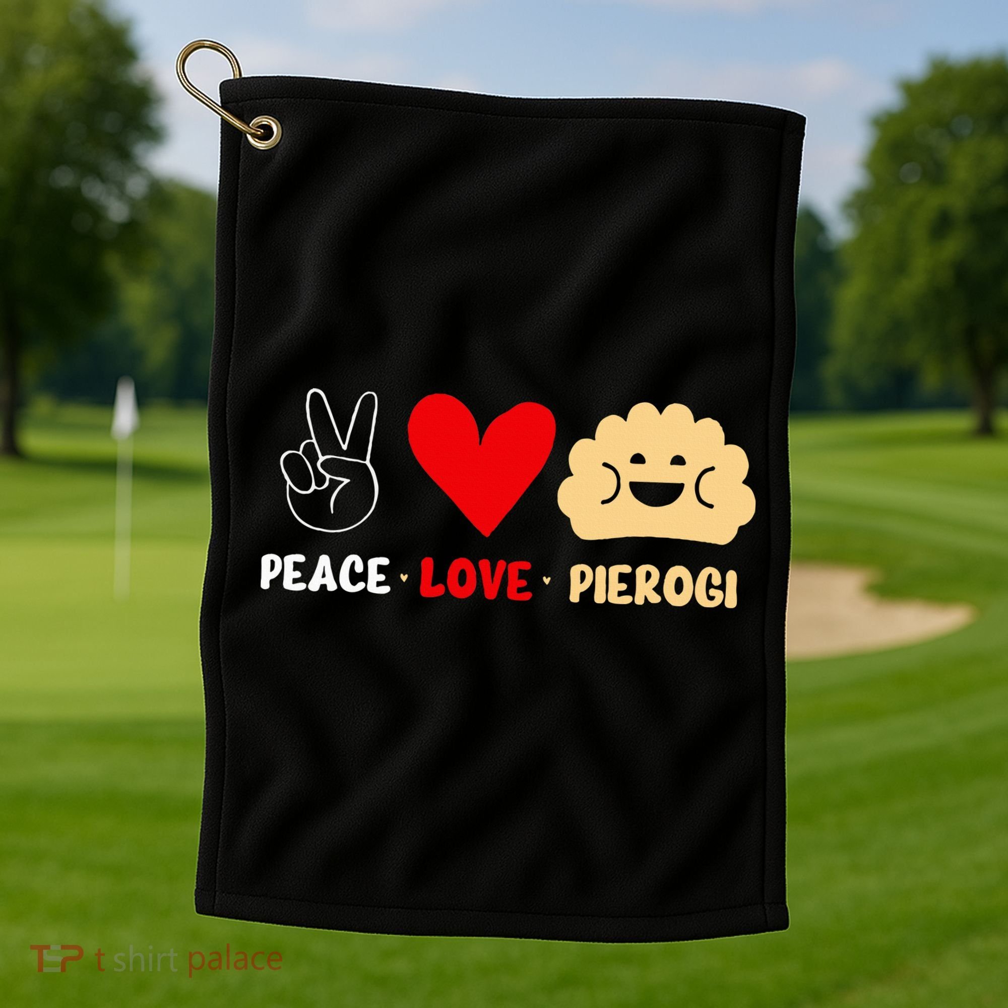 Peace Love Pierogi Golf Towel