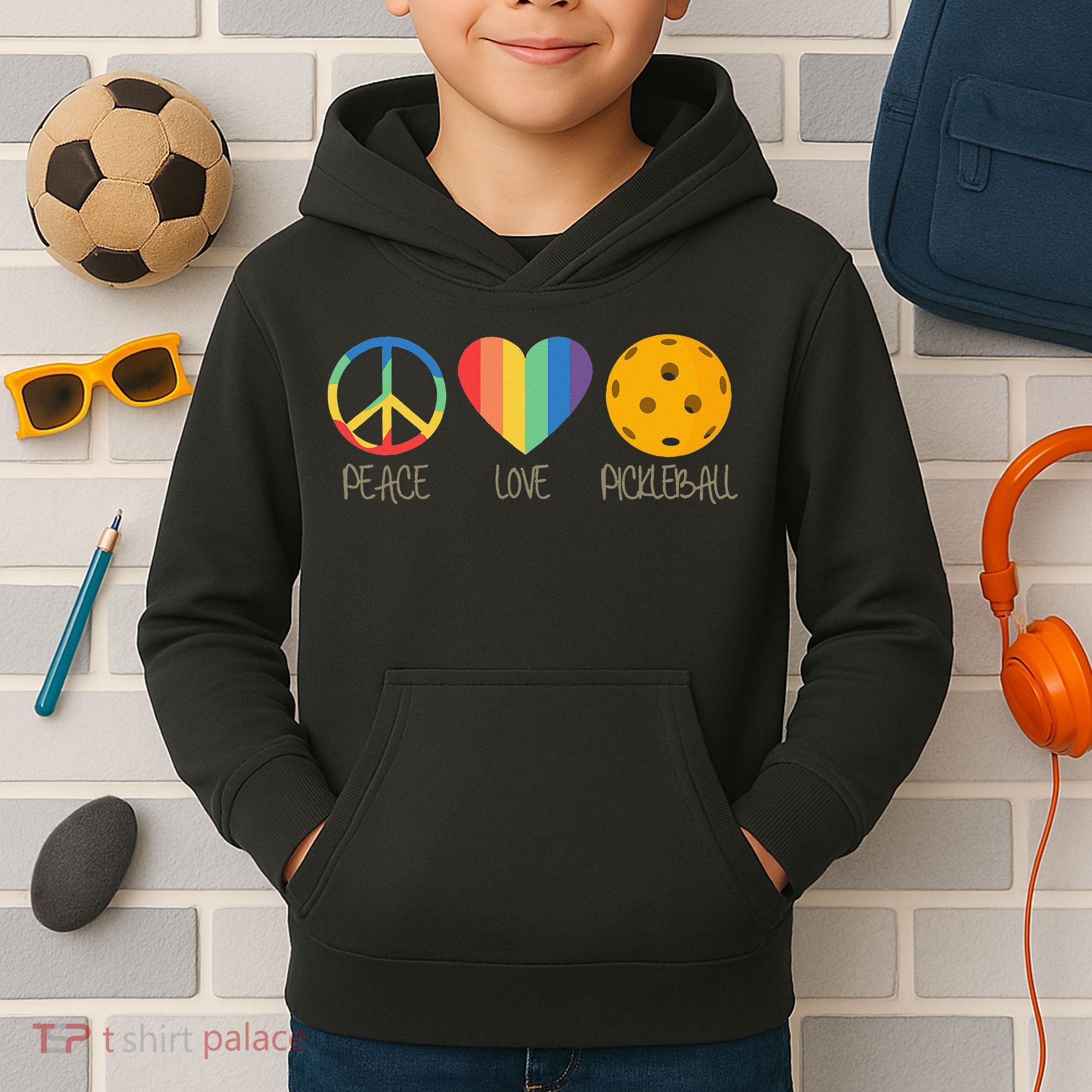 Peace Love Pickleball Kids Hoodie