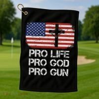 Pro Life Pro God Pro Gun Conservative Golf Towel thumb 1