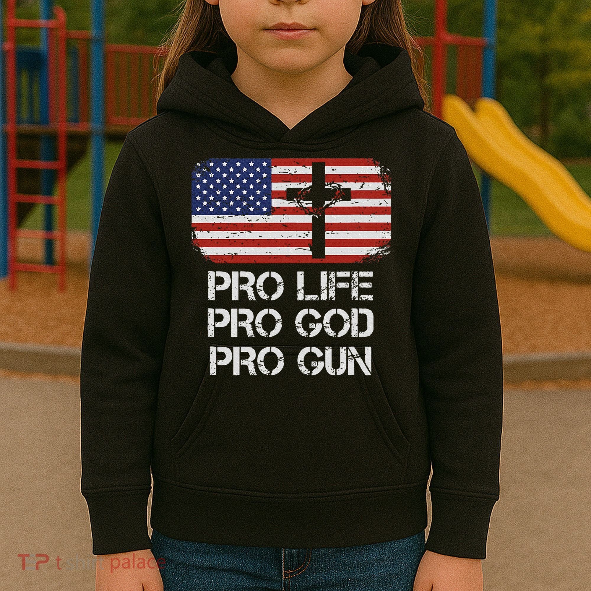 Pro Life Pro God Pro Gun Conservative Kids Hoodie