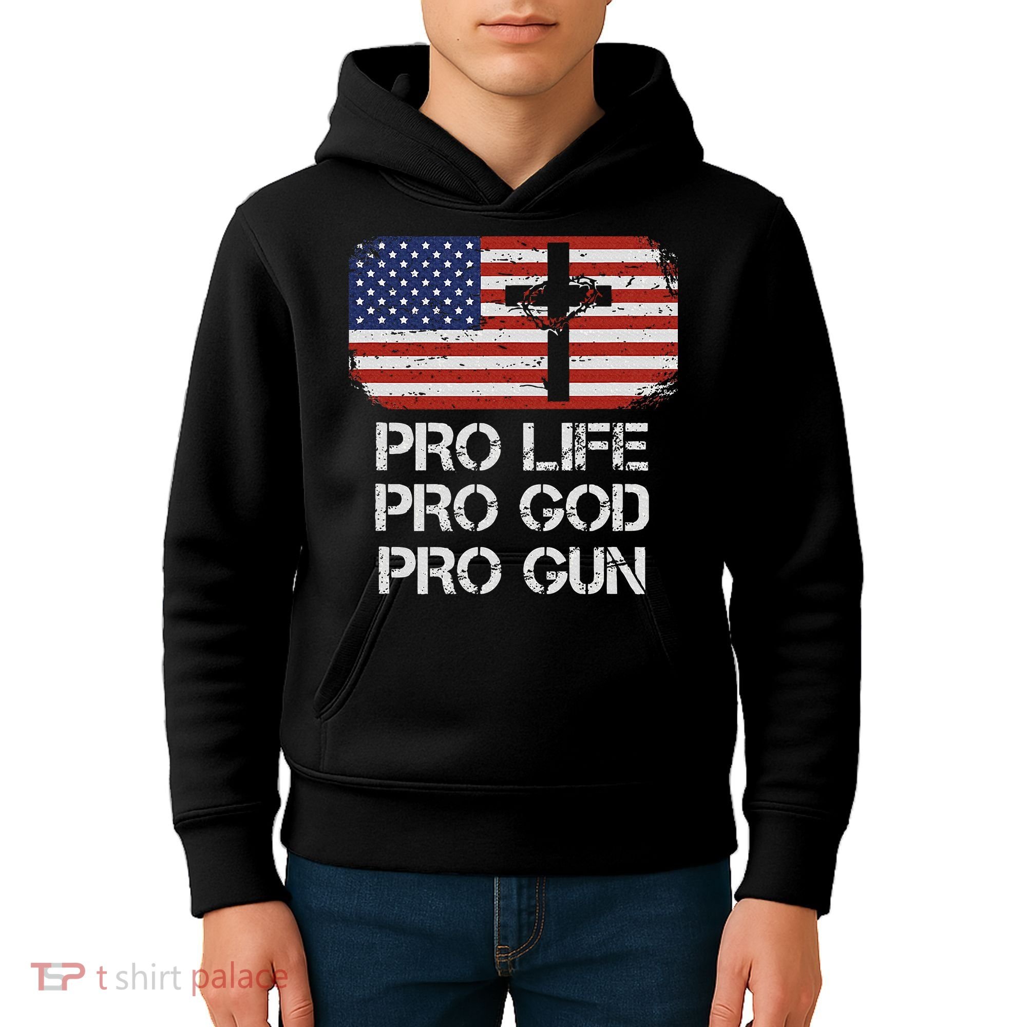 Pro Life Pro God Pro Gun Conservative Kids Hoodie