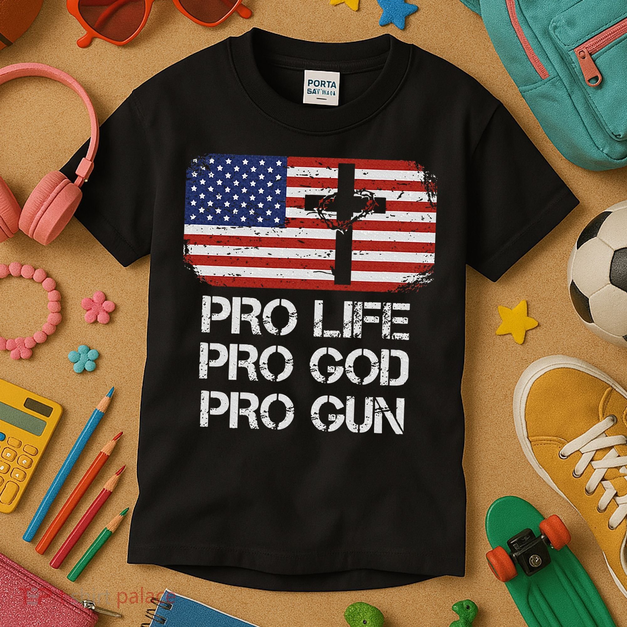 Pro Life Pro God Pro Gun Conservative Kids T-Shirt