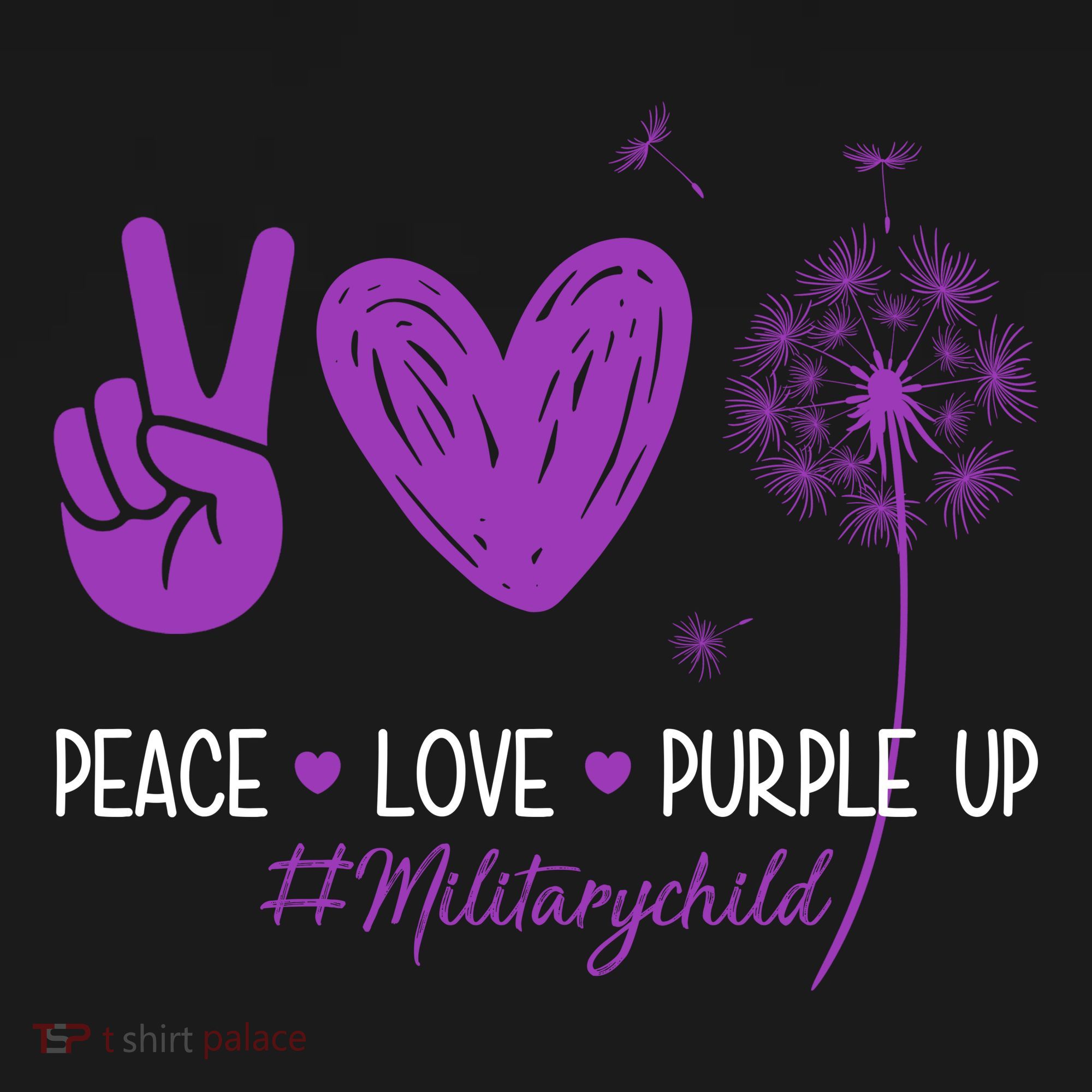 Peace Love Purple Up Military Child Coaster