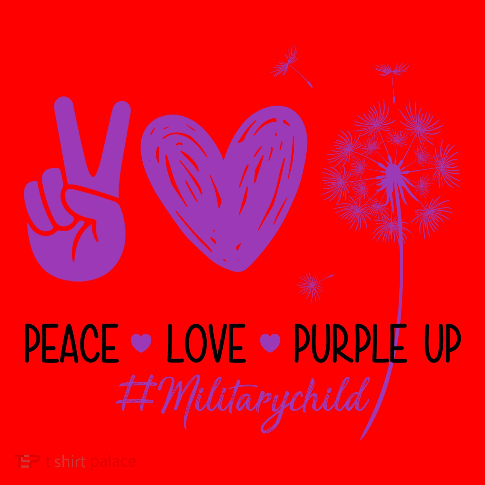 Peace Love Purple Up Military Child Santa Hat