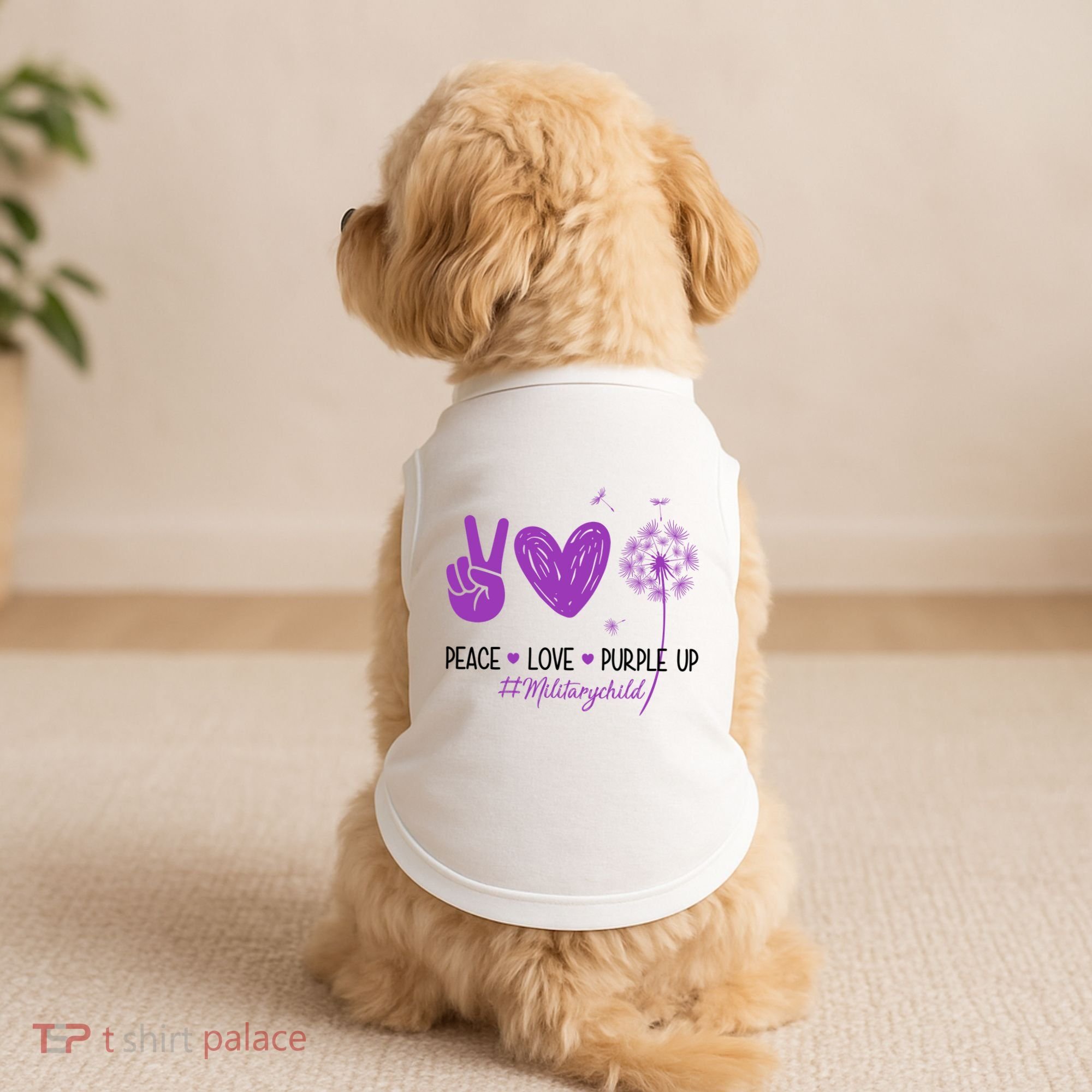 Peace Love Purple Up Military Child Doggie Tank