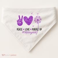 Peace Love Purple Up Military Child USA-Made Doggie Bandana thumb 0