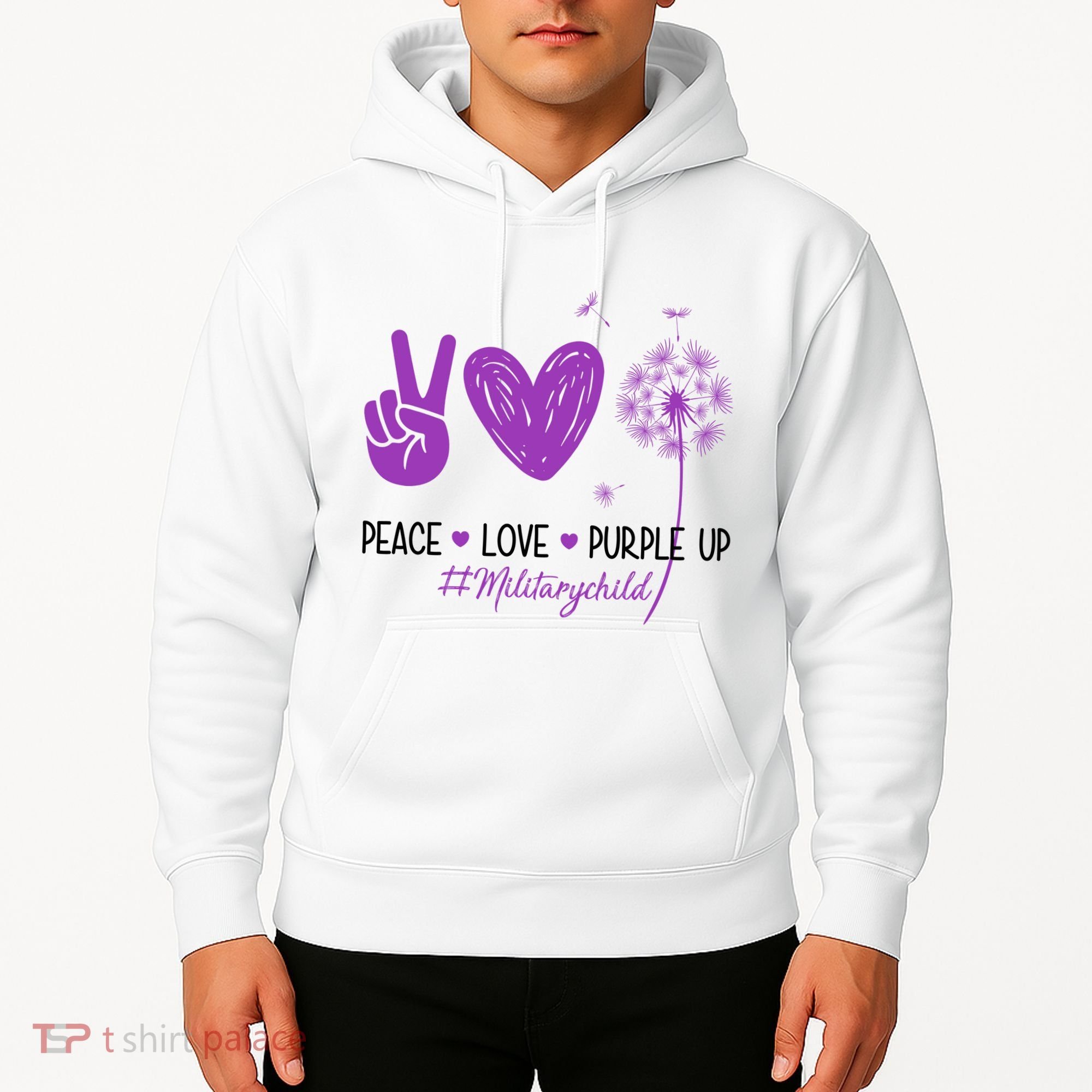 Peace Love Purple Up Military Child Hoodie