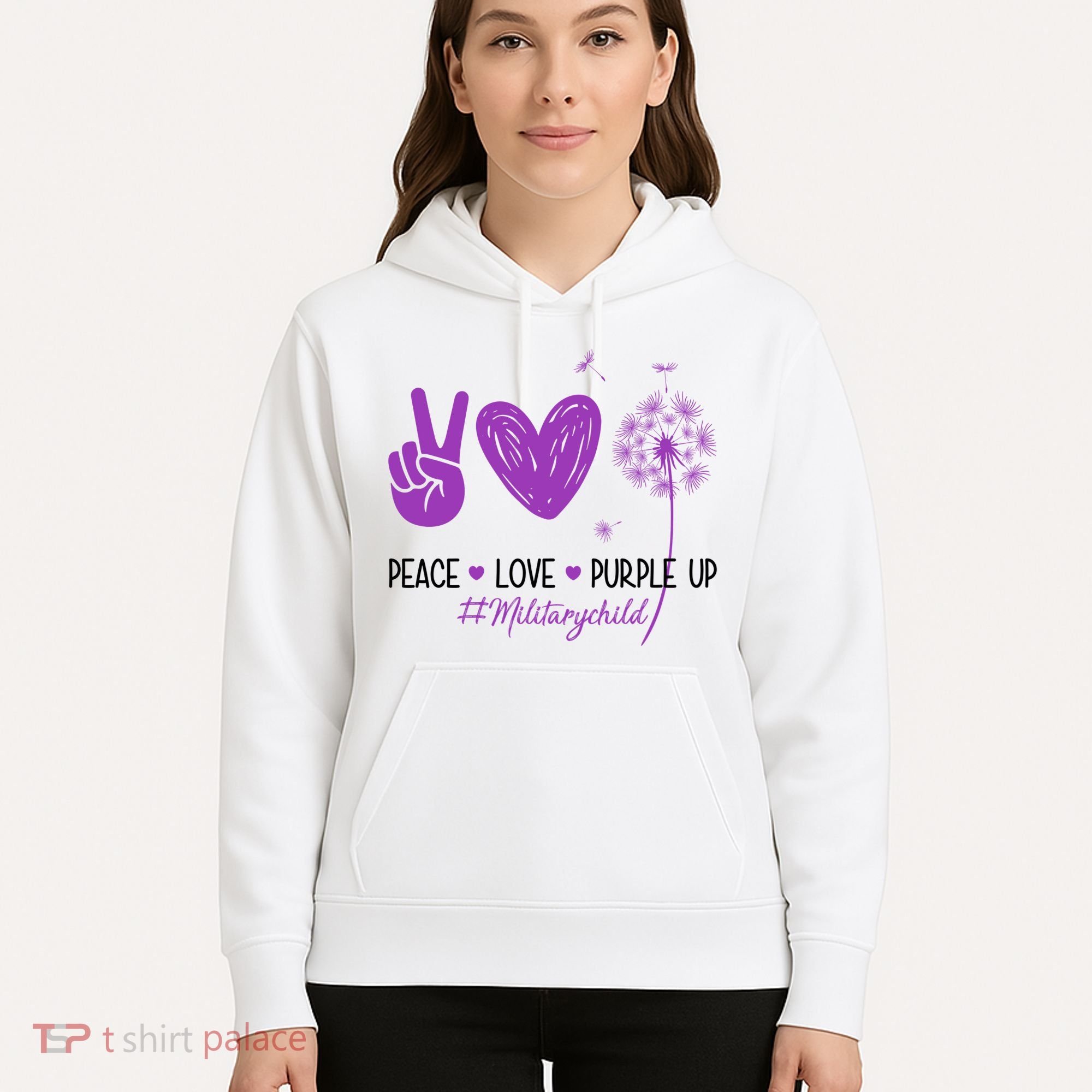 Peace Love Purple Up Military Child Hoodie