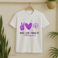 Peace Love Purple Up Military Child T-Shirt thumb 2