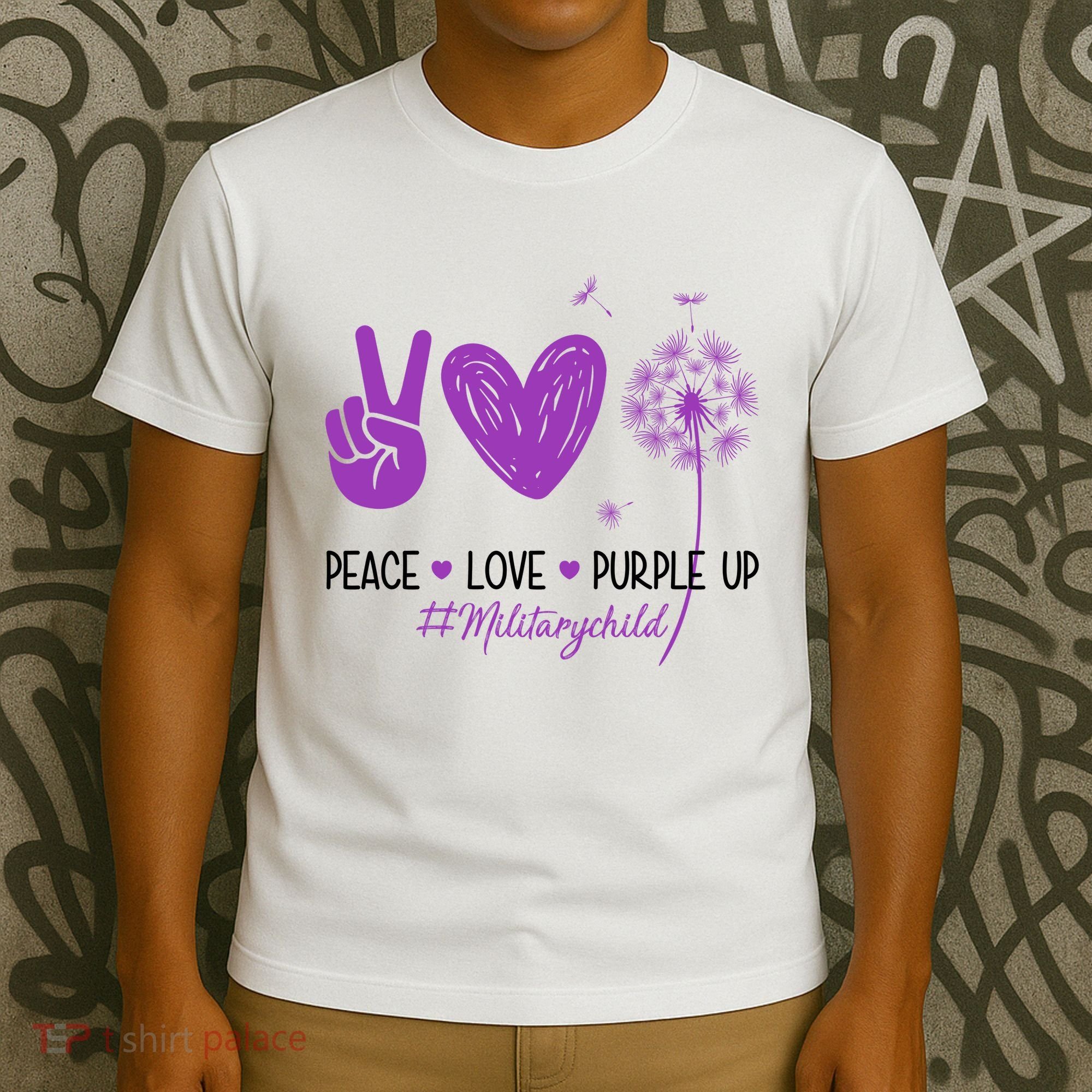 Peace Love Purple Up Military Child T-Shirt