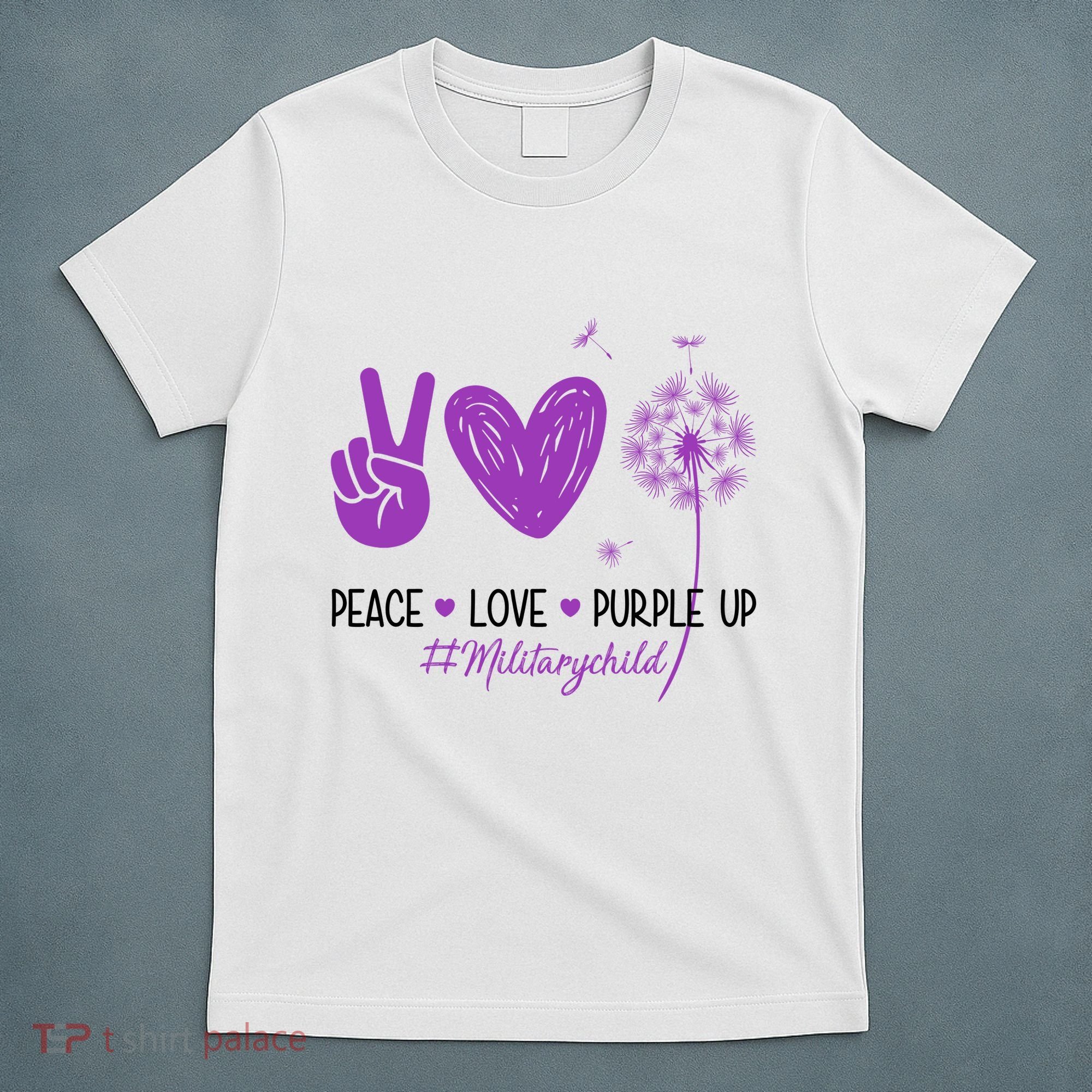Peace Love Purple Up Military Child T-Shirt