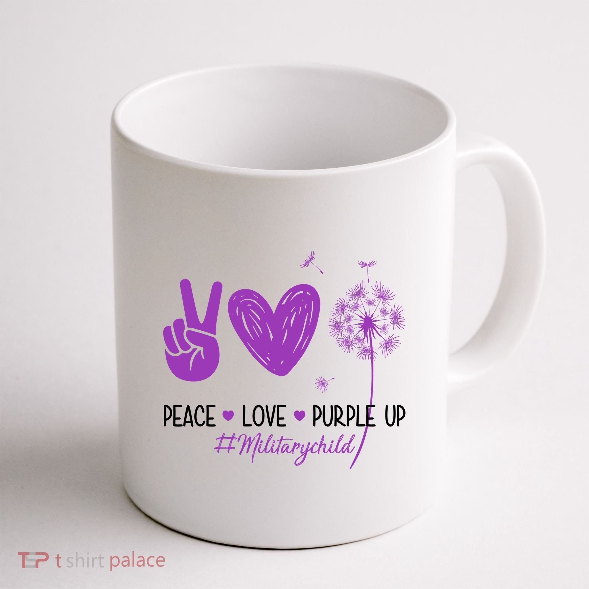 Peace Love Purple Up Military Child Coffee Mug