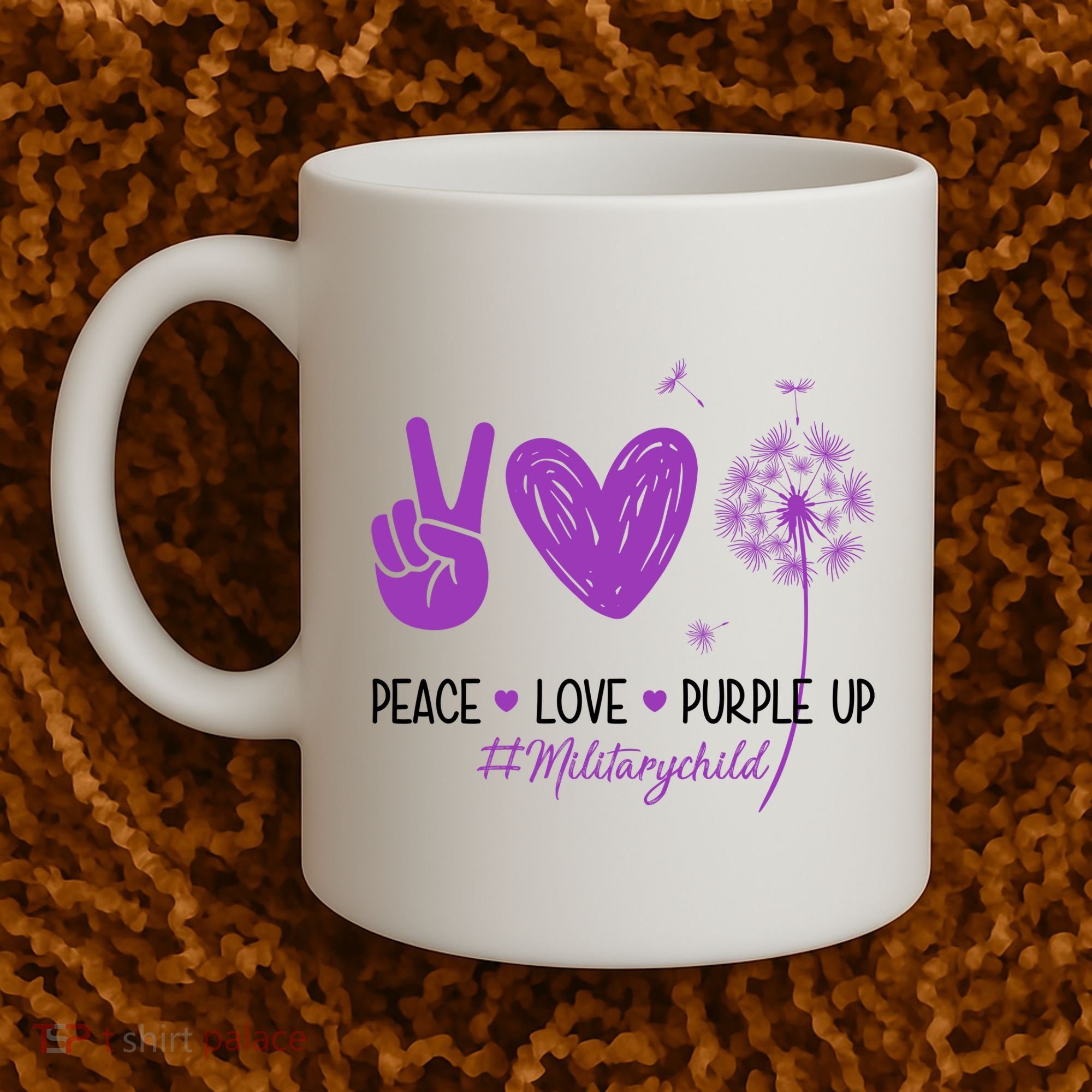 Peace Love Purple Up Military Child Coffee Mug
