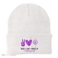 Peace Love Purple Up Military Child Beanie thumb 0