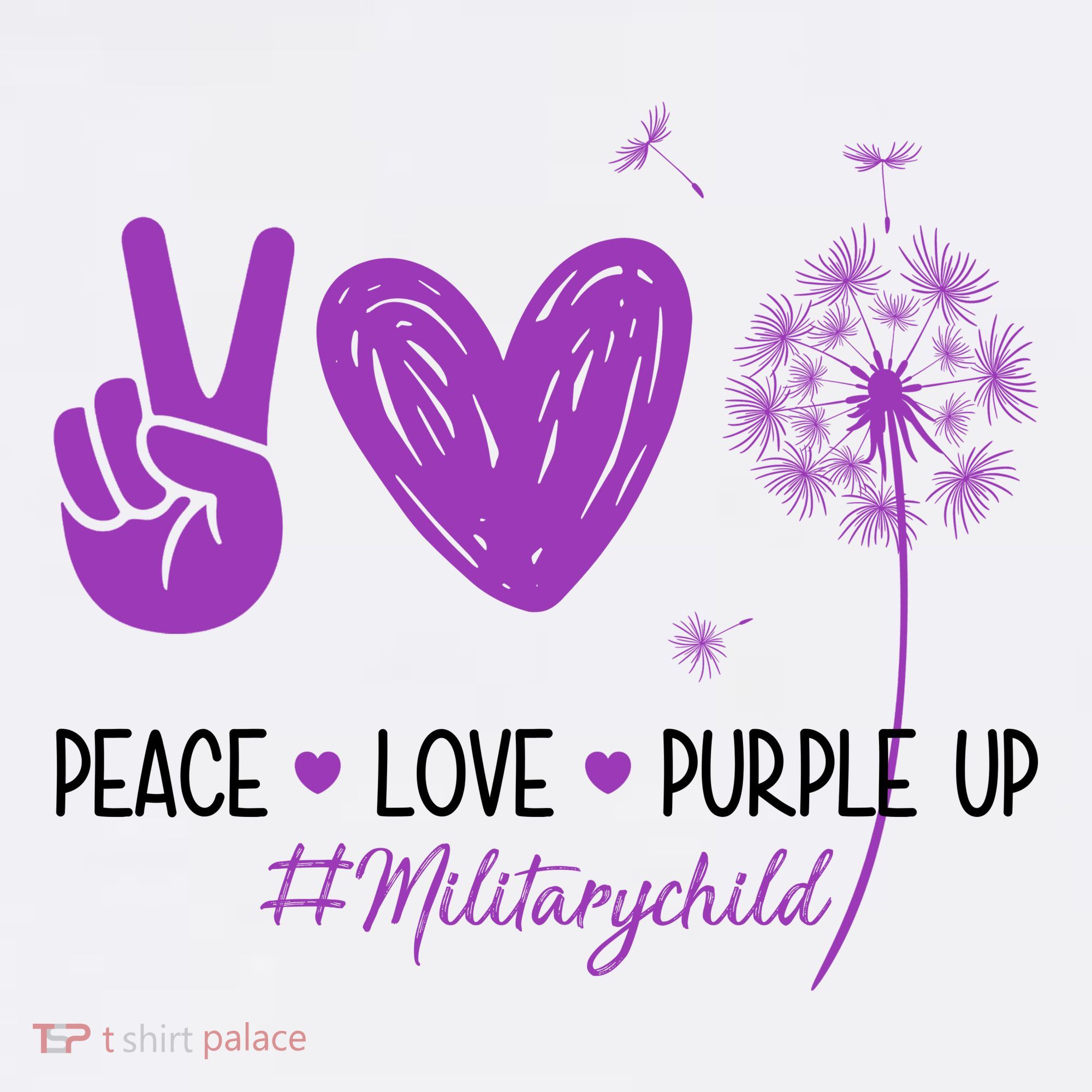 Peace Love Purple Up Military Child Women's Hoodie