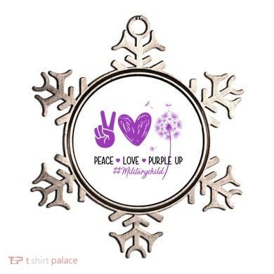 Peace Love Purple Up Military Child Ornament
