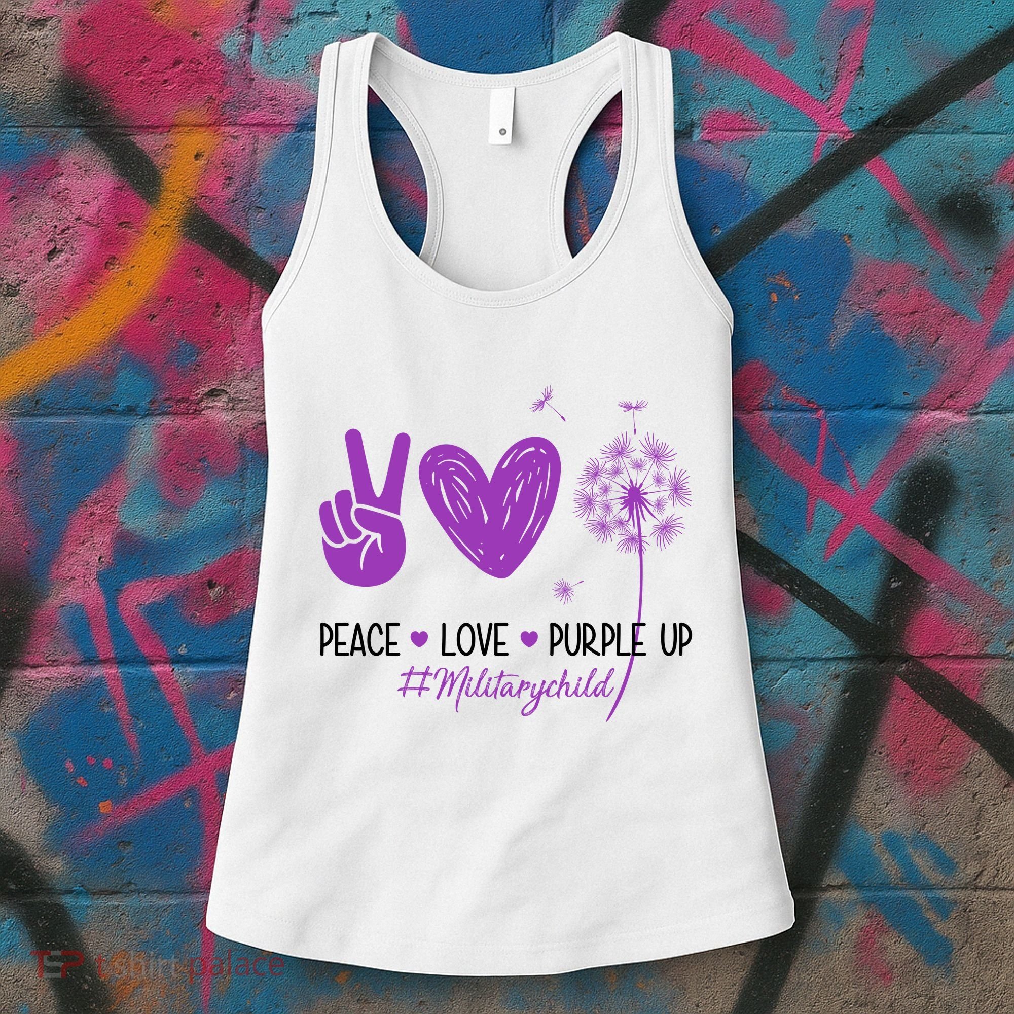 Peace Love Purple Up Military Child Women's Tank Top