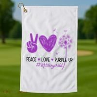 Peace Love Purple Up Military Child Golf Towel thumb 1