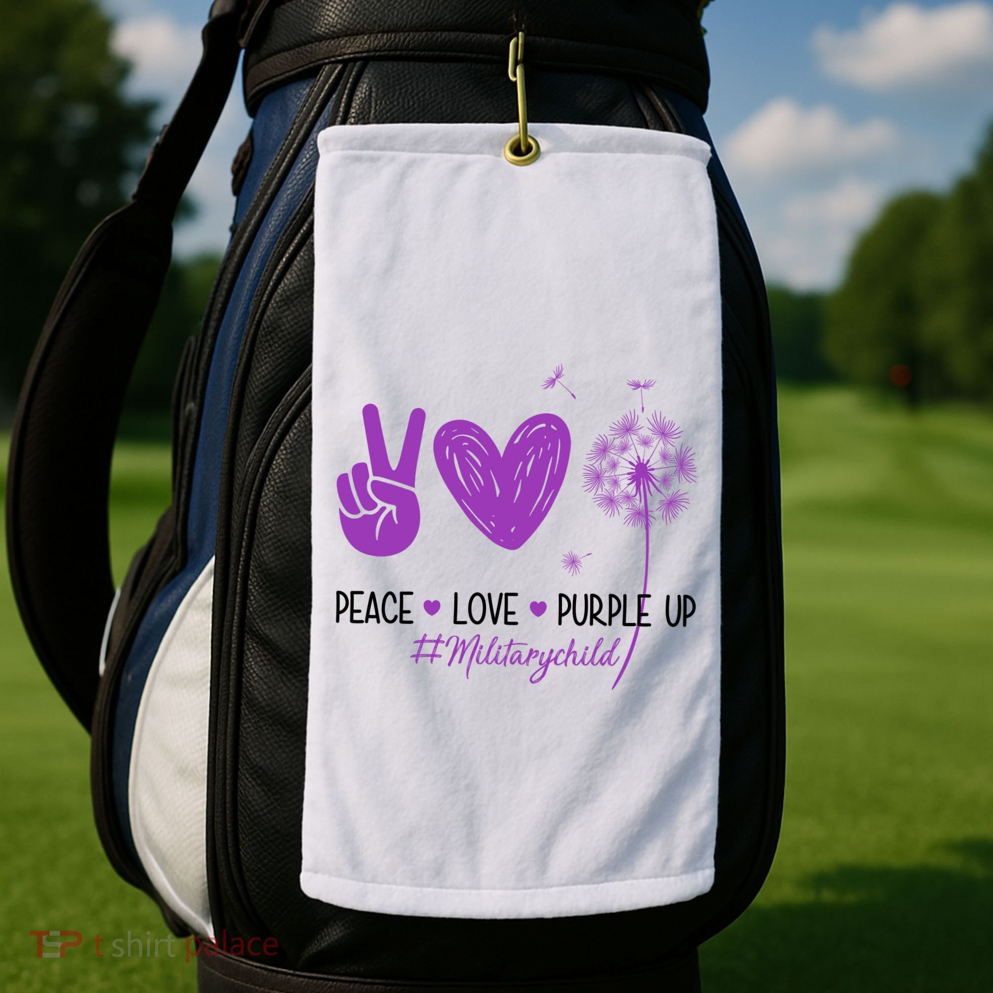 Peace Love Purple Up Military Child Golf Towel