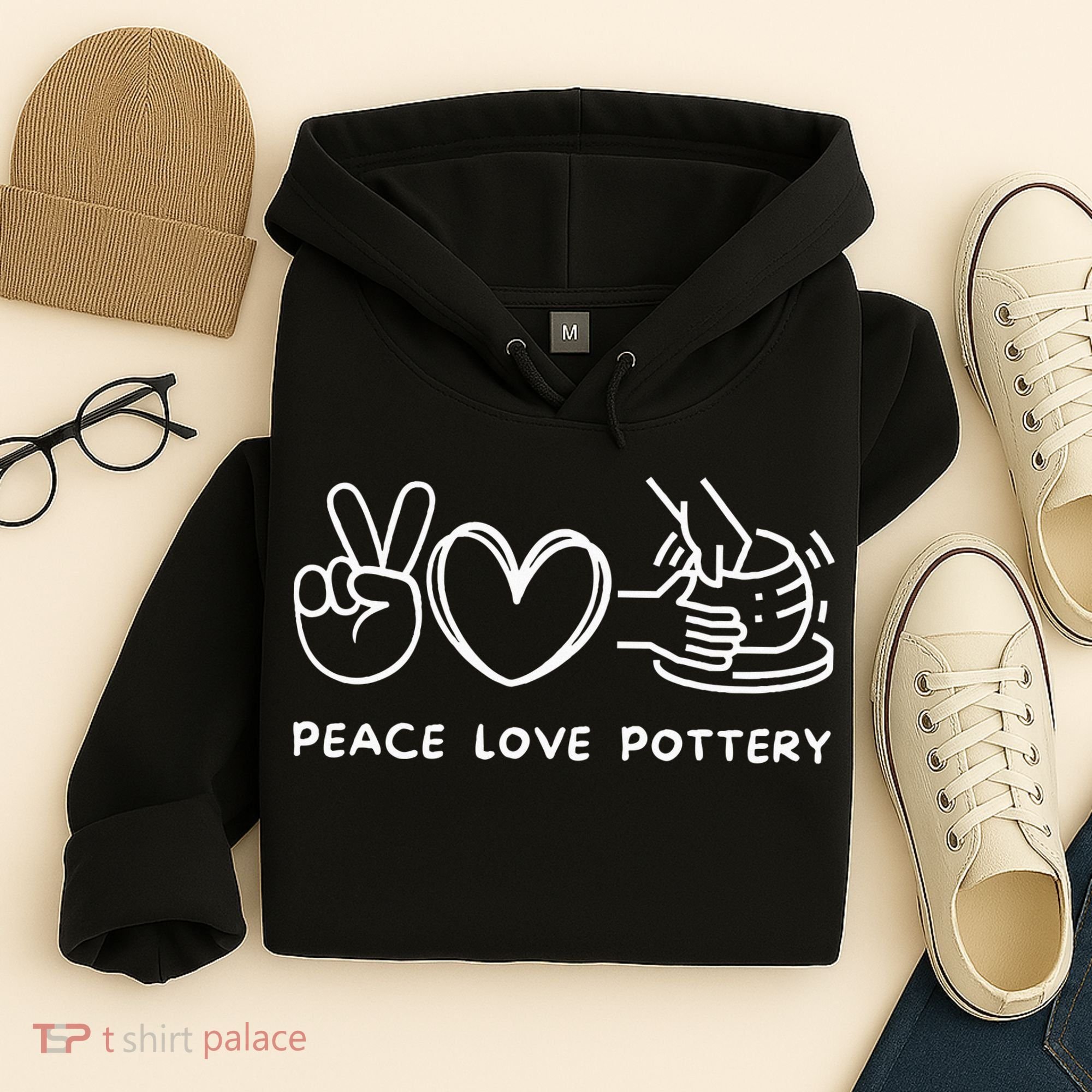 Peace Love Pottery Pottery Lover Ceramics Artist Hoodie