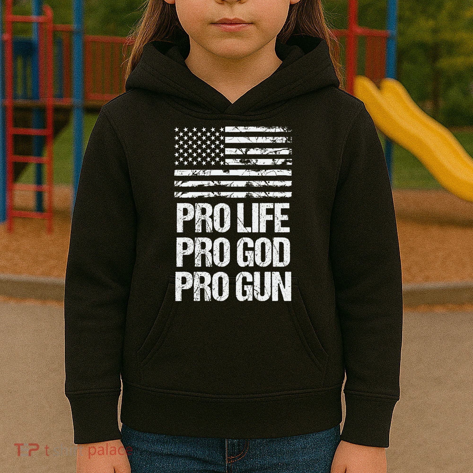 Pro Life Pro God Pro Gun Christian Conservative Kids Hoodie