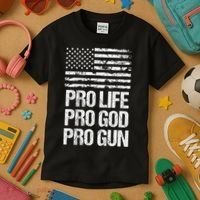 Pro Life Pro God Pro Gun Christian Conservative Kids T-Shirt thumb 3