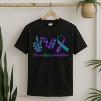 Peace Love Prevention Suicide Prevention Awareness T-Shirt thumb 2