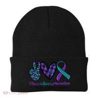 Peace Love Prevention Suicide Prevention Awareness Beanie thumb 0