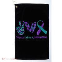 Peace Love Prevention Suicide Prevention Awareness Golf Towel thumb 0
