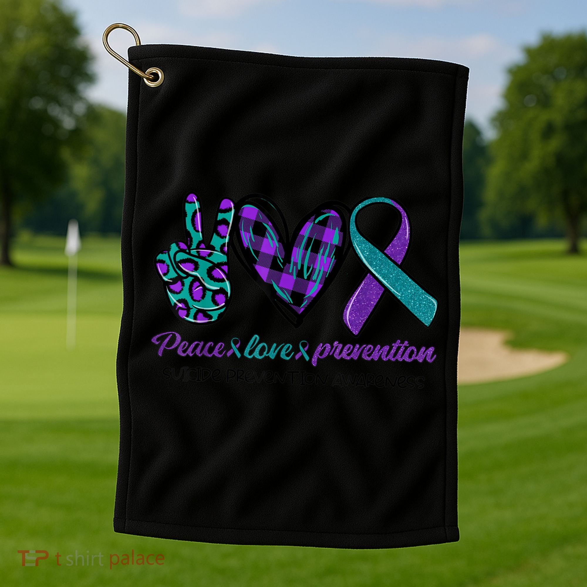 Peace Love Prevention Suicide Prevention Awareness Golf Towel