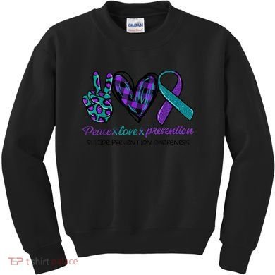 Peace Love Prevention Suicide Prevention Awareness Kids Sweatshirt