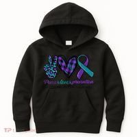 Peace Love Prevention Suicide Prevention Awareness Kids Hoodie thumb 0