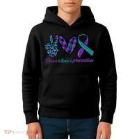 Peace Love Prevention Suicide Prevention Awareness Kids Hoodie thumb 4