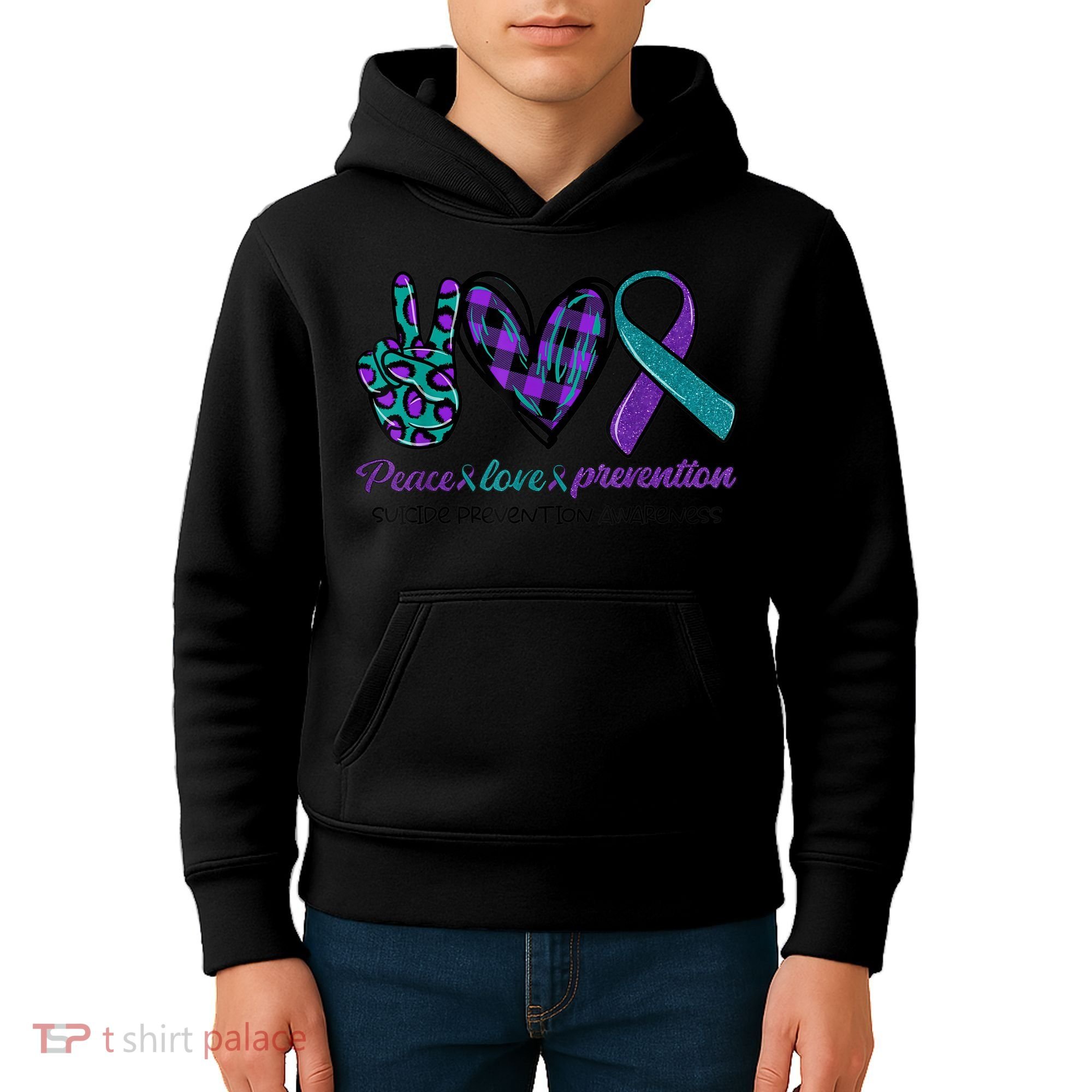 Peace Love Prevention Suicide Prevention Awareness Kids Hoodie