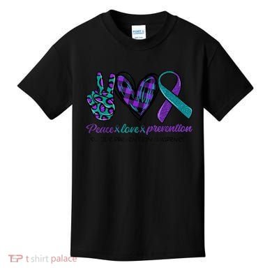 Peace Love Prevention Suicide Prevention Awareness Kids T-Shirt