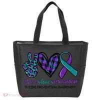 Peace Love Prevention Suicide Prevention Awareness Tote Bag thumb 0