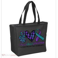 Peace Love Prevention Suicide Prevention Awareness Tote Bag thumb 2
