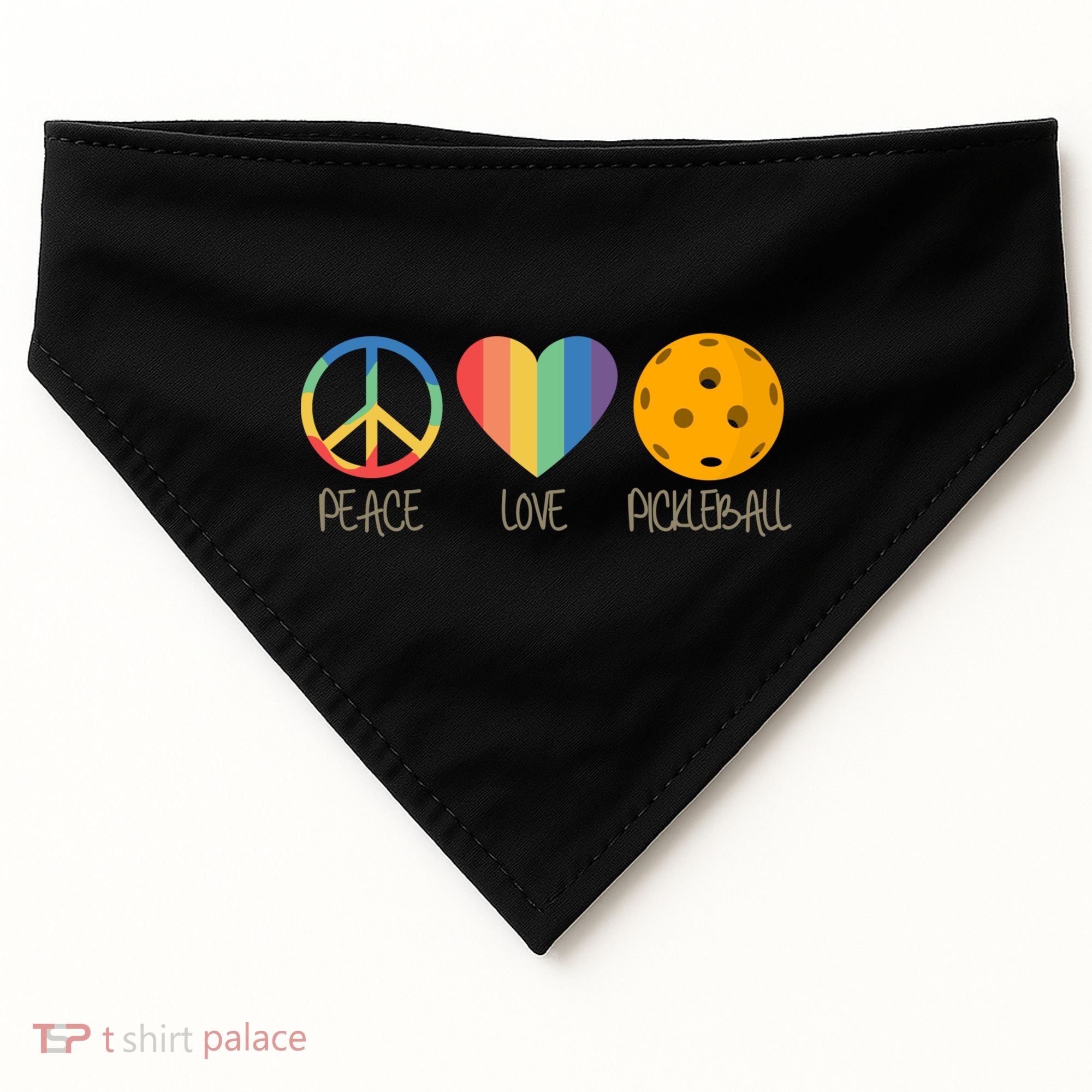 Peace Love Pickleball Gift USA-Made Doggie Bandana