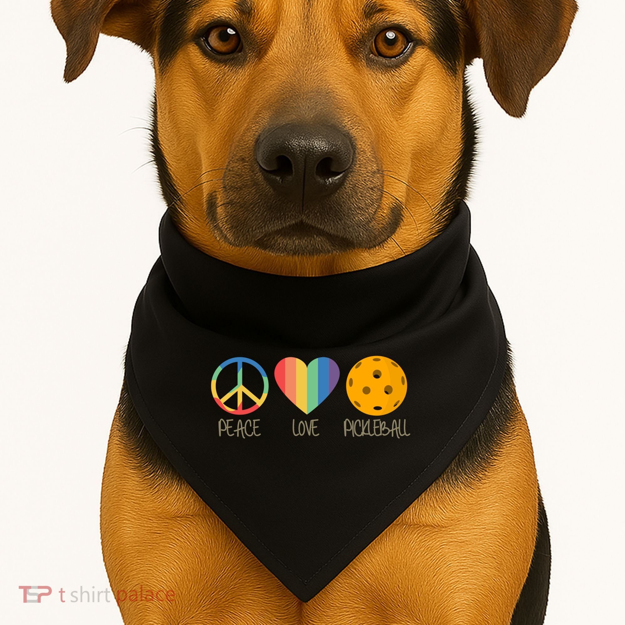 Peace Love Pickleball Gift USA-Made Doggie Bandana