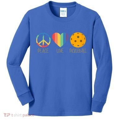 Peace Love Pickleball Gift Kids Long Sleeve Shirt