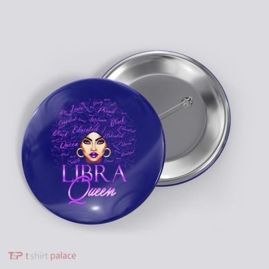 Purple Libra Queen Lady September Birthday Cute Gift Button