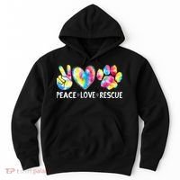Peace Love Rescue Adopt Dog Cat Animals Funny Ie Dye Hoodie thumb 0