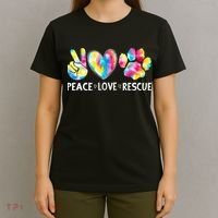 Peace Love Rescue Adopt Dog Cat Animals Funny Ie Dye T-Shirt thumb 4