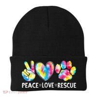 Peace Love Rescue Adopt Dog Cat Animals Funny Ie Dye Beanie thumb 0