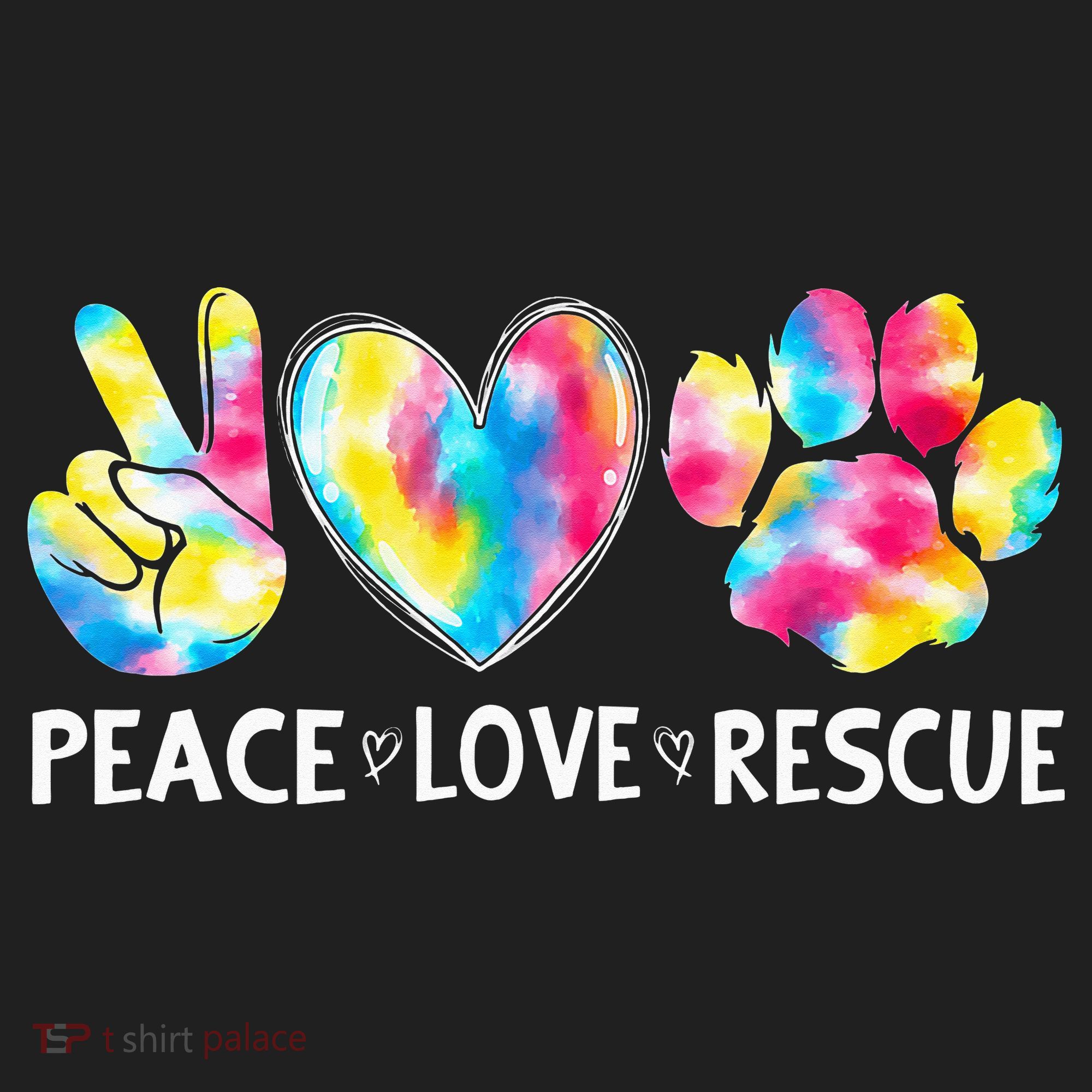 Peace Love Rescue Adopt Dog Cat Animals Funny Ie Dye Beanie