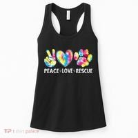 Peace Love Rescue Adopt Dog Cat Animals Funny Ie Dye Women's Tank Top thumb 0