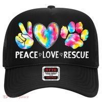 Peace Love Rescue Adopt Dog Cat Animals Funny Ie Dye Hat thumb 0