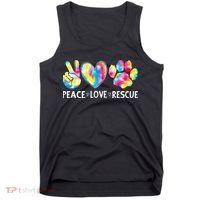 Peace Love Rescue Adopt Dog Cat Animals Funny Ie Dye Tank Top thumb 0