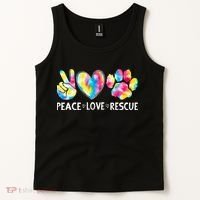 Peace Love Rescue Adopt Dog Cat Animals Funny Ie Dye Tank Top thumb 2