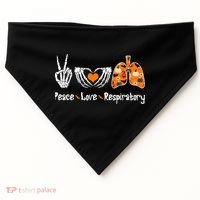 Peace Love Respiratory Therapist Skeleton Halloween Costume USA-Made Doggie Bandana thumb 0